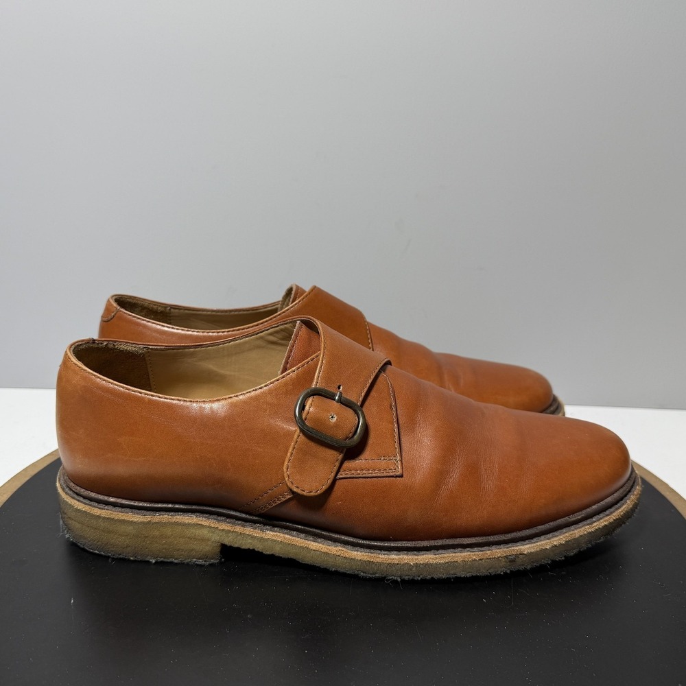 A.P.C. Shoes Mens Size 8 Brown Leather Monk Strap Dress Casual Portugal Crepe